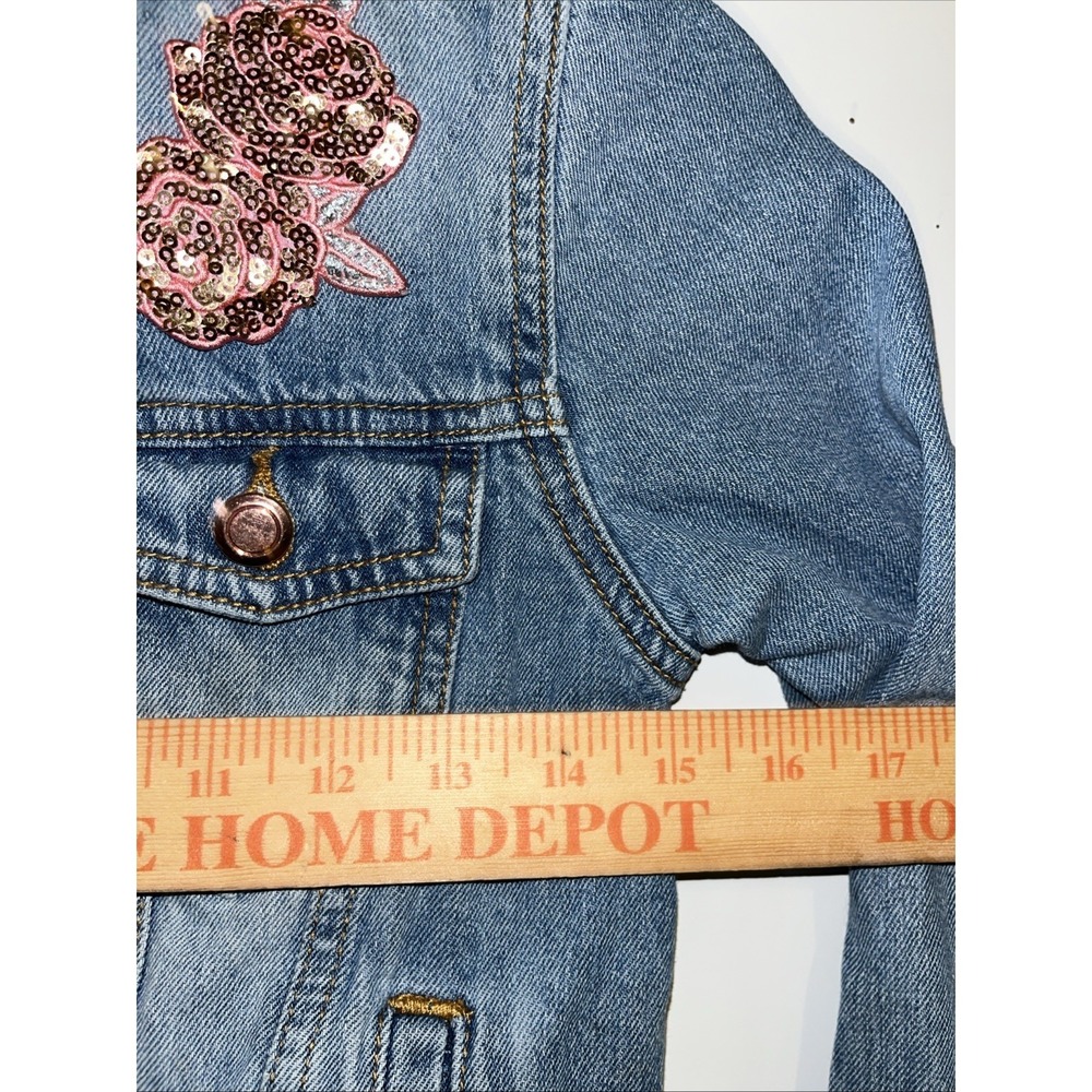 Disney Beauty & the Beast Denim Sequin Jacket Belle Sz US 7/8 Girls Jean Blue - Picture 6 of 10